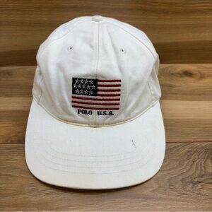 Rare Polo Sport by Ralph Lauren White Cap with Flag Detail